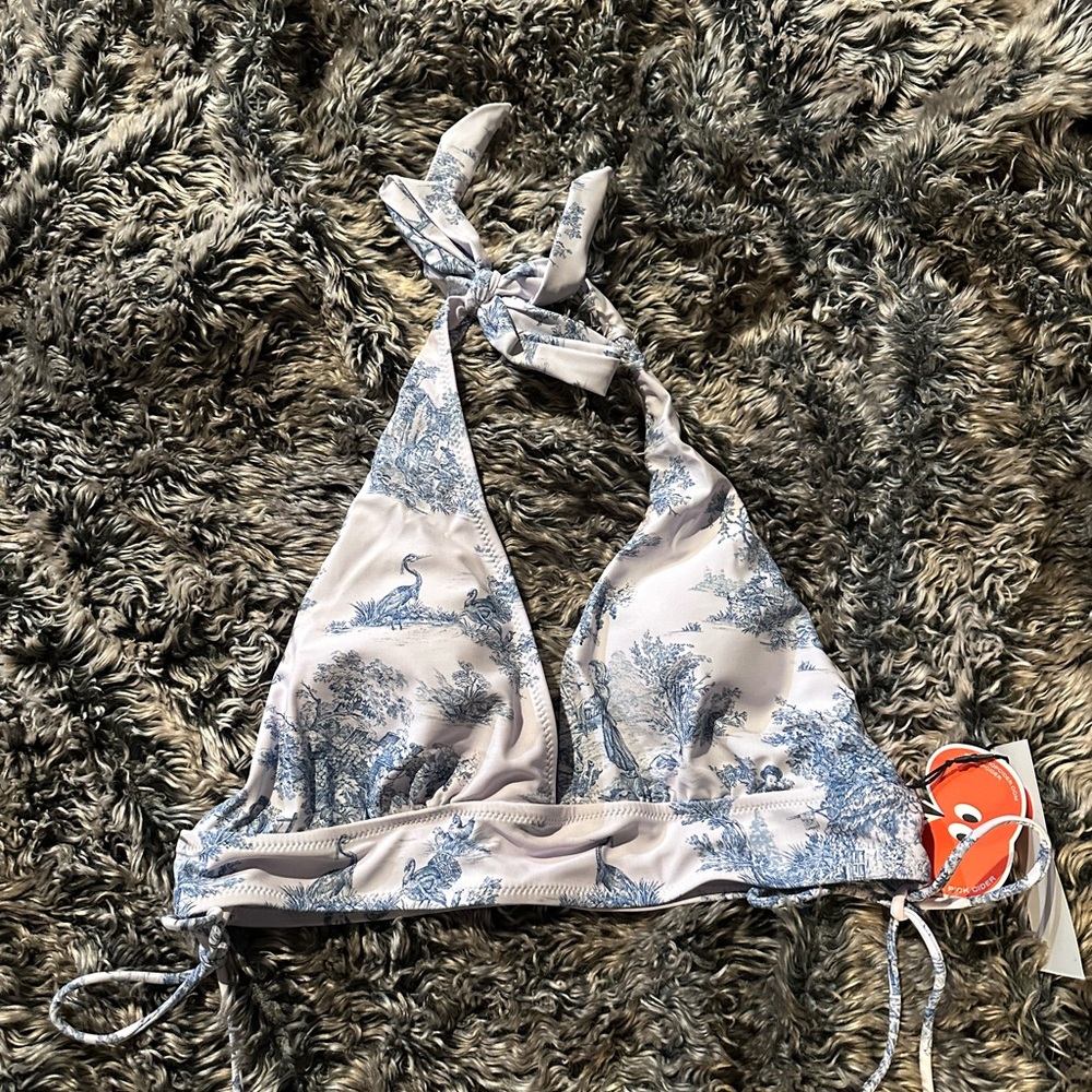 Cider Blue and White Bikini Top NWT | Women’s L | Bow Details 🎀